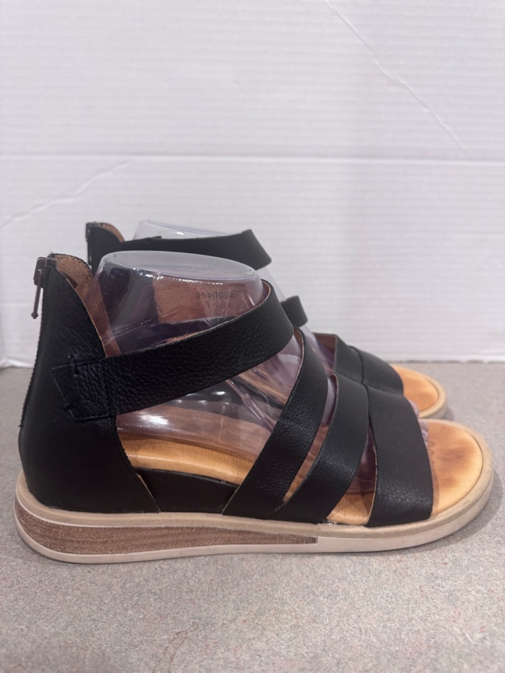Garnet Hill Women Luna Black Sport Wedge Sandals Back Zipper Size 39 (US 8-8.5)